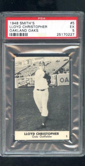 1948 Smith's Smiths Lloyd Christopher PCL Oaks PSA 5 Graded Baseball Card