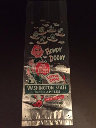1950's Howdy Doody, "Un-Used" "Washington State  Apples" Bag
