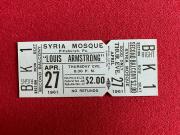 1961, Louis Armstrong, "Un-Used" Concert Ticket (Scarce / Vintage) Satchmo