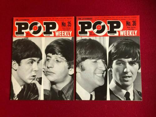 1964, BEATLES, "POP WEEKLY" Magazines (No Labels)  Vintage/Scarce (Set of 2)