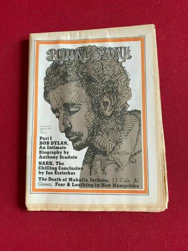 1972, Bob Dylan, "ROLLING Stone" Newspaper Magazine (No Label) Vintage / Scarce
