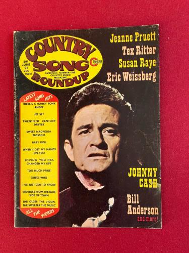 1974, Johnny Cash, "COUNTRY SONG ROUNDUP" Magazine (No Label) Scarce / Vintage