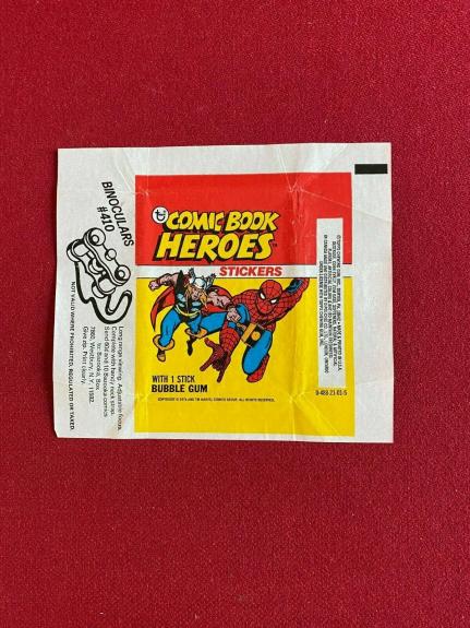 1974, "MARVEL", "COMIC BOOK HEROES" Sticker Wrapper (Scare / Vintage) "TOPPS