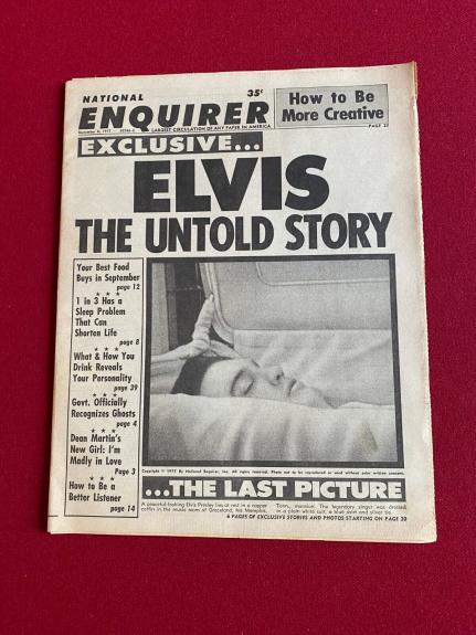 1977, Elvis Presley, "National Enquirer" (Death Photo) Scarce / Vintage