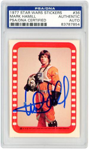 Mark Hamill Star Wars Autographed 1977 Stickers #36 PSA Authenticated Card