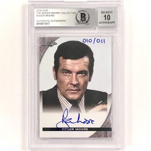 Leaf ROGER MOORE COLLECTION Autograph Card #ed /011 * BGS 10 Auto * Beckett BAS