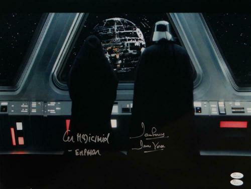 David Prowse/ Ian McDiarmid Signed Star Wars 16x20 with Death Star - JSA W Auth