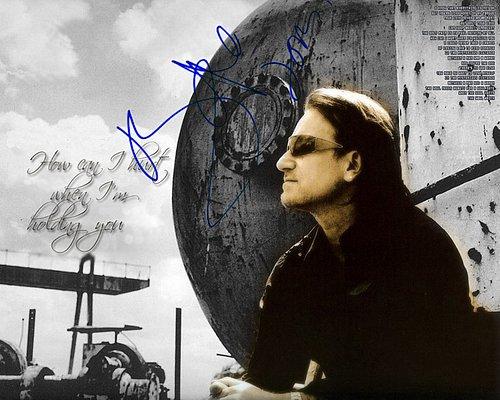 foto con autografo stampato U2 print signed photo Bono Vox 