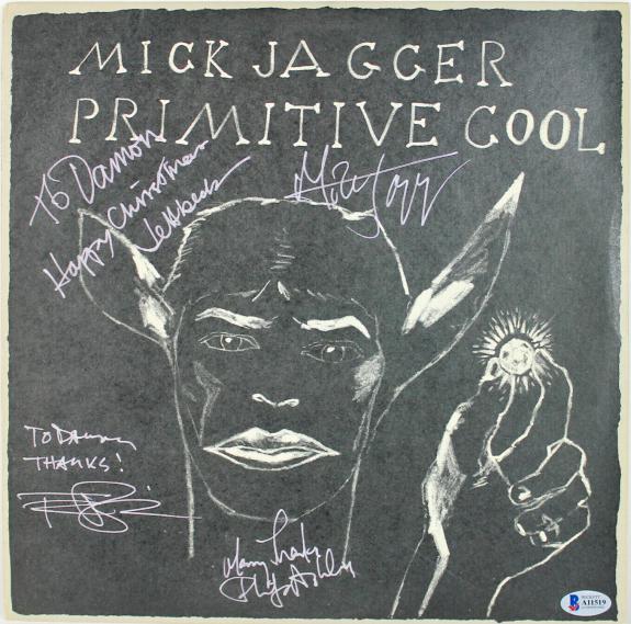 (4) Jagger, Beck, Ashley Signed Primitive Cool Album Cover W/ Vinyl BAS #A11519