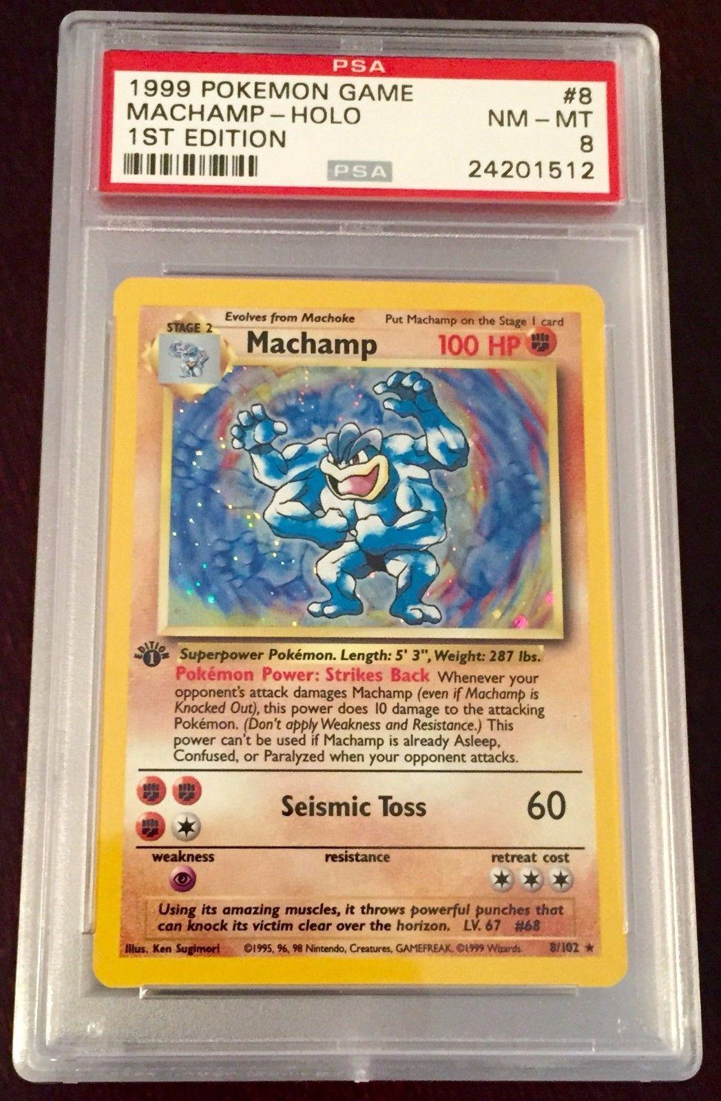 1999 Pokemon Base Set 1st Edition Machamp Holo Psa 8 8102 