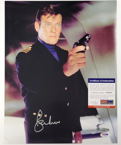 SIR ROGER MOORE Signed 11x14 Photo #2 James Bond 007 Autograph w/ PSA/DNA COA