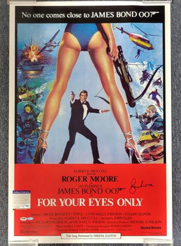 ROGER MOORE James Bond signed For Your Eyes Only 24x36 Movie Poster PSA/DNA COA
