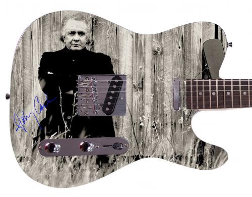 Johnny Cash Autographed Facsimile Signed Custom Graphics Guitar