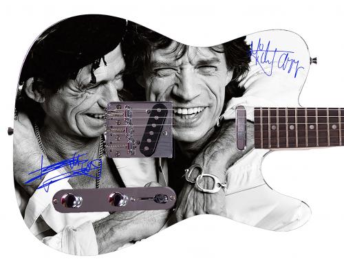 Rolling Stones Mick Jagger Autographed Facsimile Signed Guitar