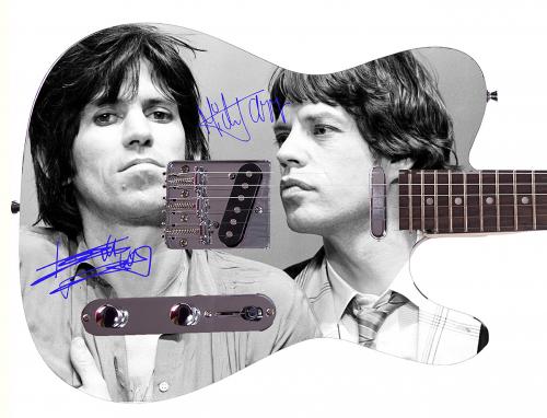 Rolling Stones Keith Richards Mick Jagger Autographed Facsimile Signed Guitar