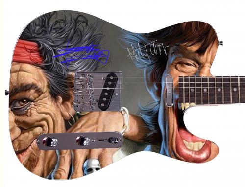 Rolling Stones Mick Jagger Keith Richards Autographed Facsimile Signed Guitar