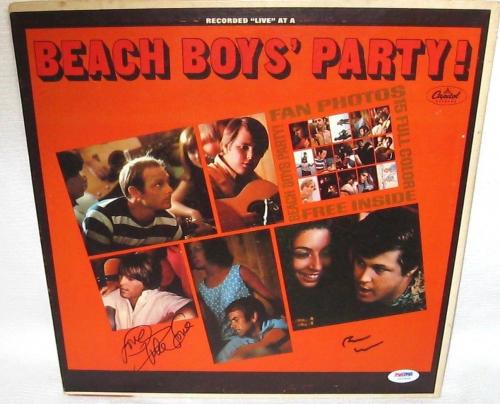 The Beach Boys Signed 'party' Album Cover Brian Wilson & Mike Love Psa/dna Coa