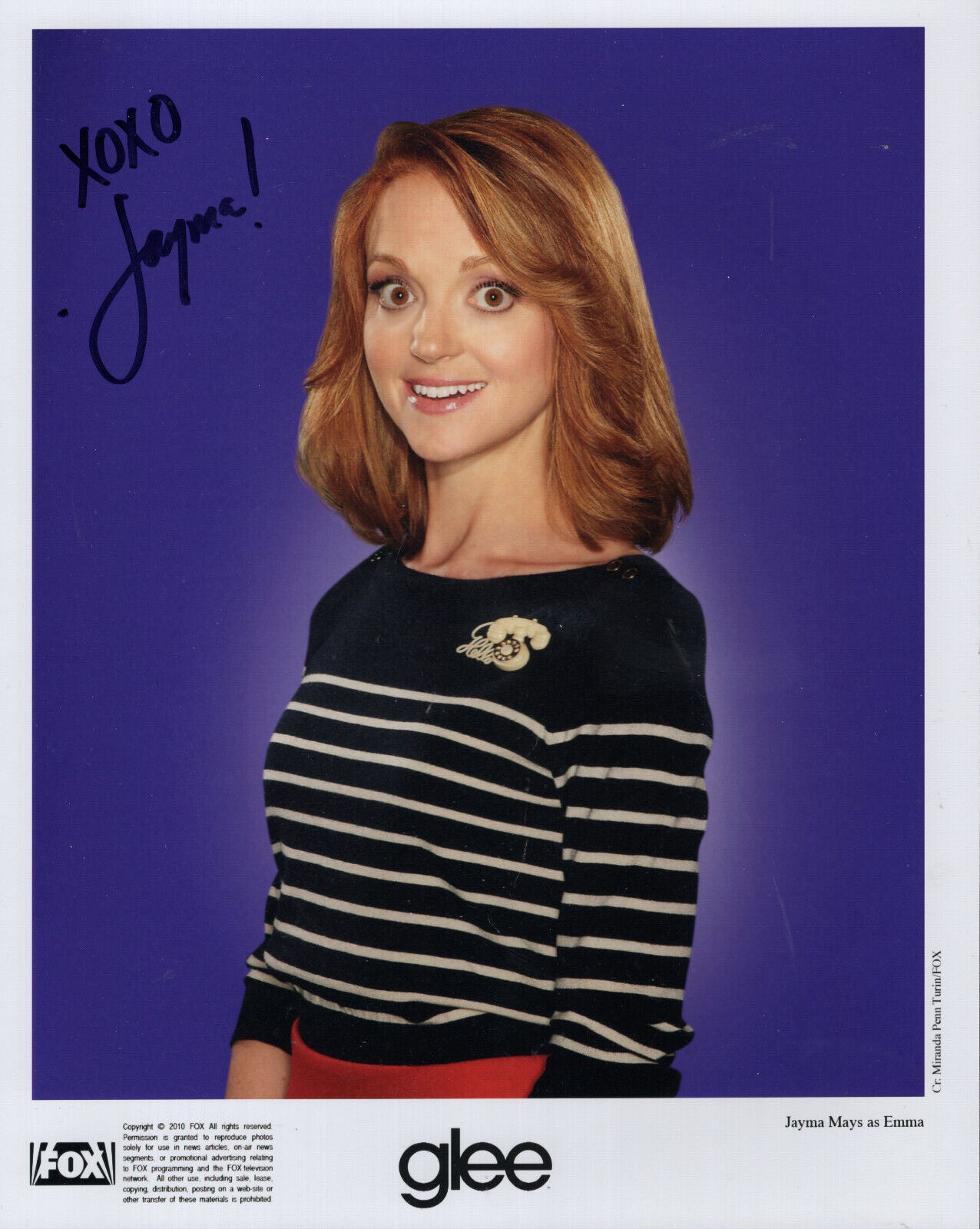 Jayma Mays Hand Signed 8x10 Photo Coa Lovely Actress Emma From Glee