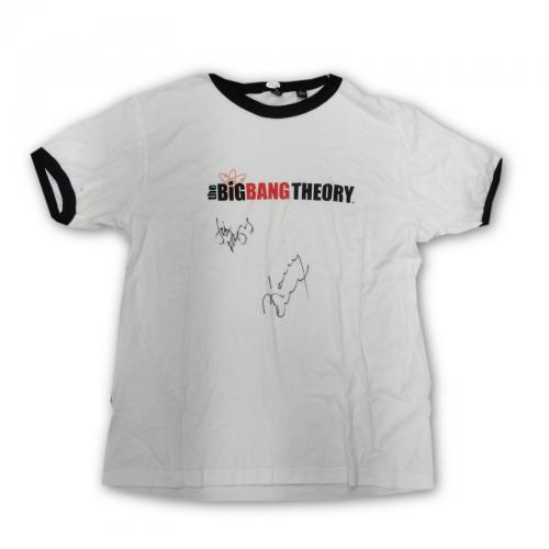 The Big Bang Theory Hand Signed Kaley Cuoco Jim Parsons Mondo T-Shirt JSA V40252