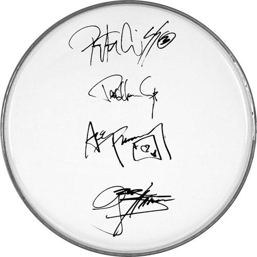 Kiss Gene Simmons Ace Frehley Paul Peter Autographed Facsimile Signed Clear Drumhead