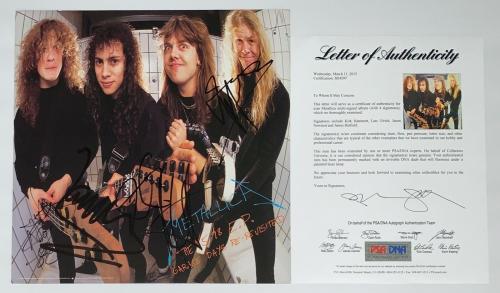 Metallica X4 James Hetfield Kirk Lars & Jason Signed Garage Days Promo Flat Psa