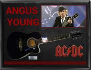 Ac/Dc Angus Young Autographed Signed Acoustic Guitar + Display Psa/Dna AFTAL