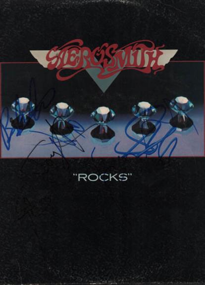 Aerosmith Full Band Autographed Signed Rocks Album Cover PSA AFTAL