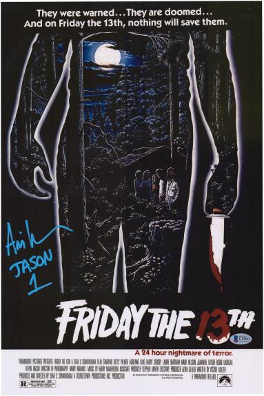 Ari Lehman Friday The 13th Autographed 12" x 18" Jason Photograph Signed in Blue with Multiple Inscriptions
