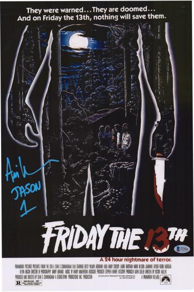 Ari Lehman Friday the 13th Autographed Jason 12" x 18" Movie Poster - Signed in Blue
