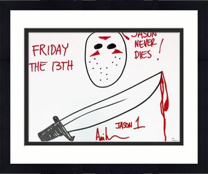 Ari Lehman Jason Friday the 13th Hand Drawn Sketch Signed 11x14 Canvas WP854994