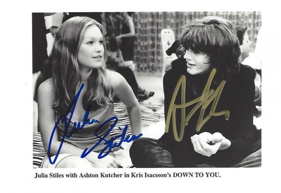 ASHTON KUTCHER as JIM MORRISON and JULIA STILES as IMOGEN in 2000 Movie "DOWN to YOU" Signed 8x5 B/W Photo