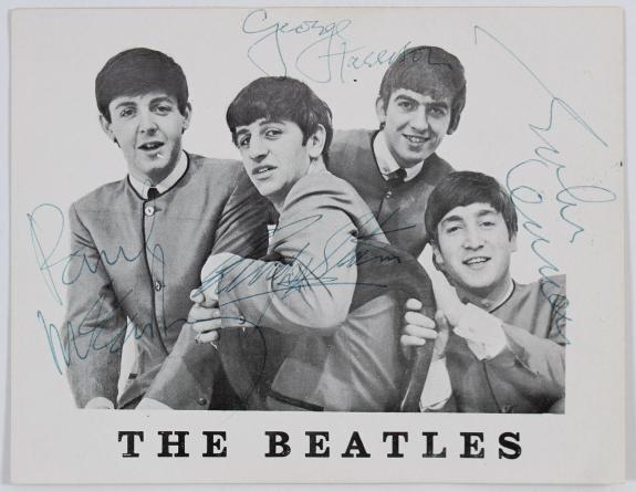 Beatles (4) Lennon, McCartney, Harrison & Starr Signed 4.25x5.5 Photo Card JSA