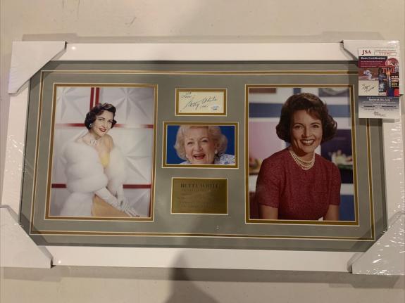 Betty White autograph signed cut auto photo collage framed JSA