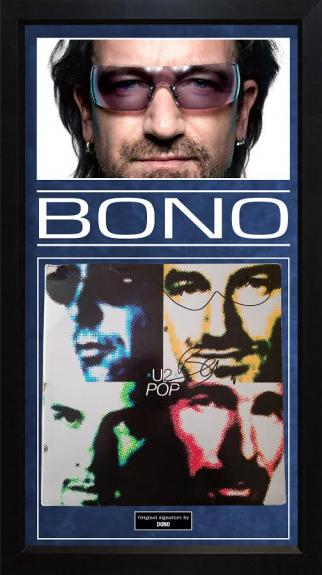 Bono U2 Autographed Signed Album Cover Custom Display AFTAL UACC RD COA
