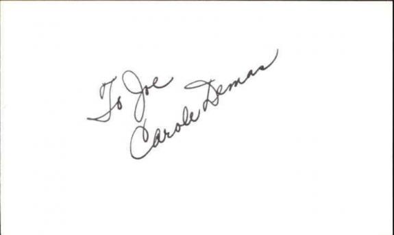 Carole Demas Actress The Edge of Night Signed 3" x 5" Index Card