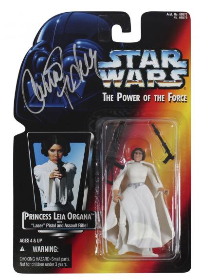 Carrie Fisher Star Wars Signed Princess Leia Organa Action Figure BAS #AA03817