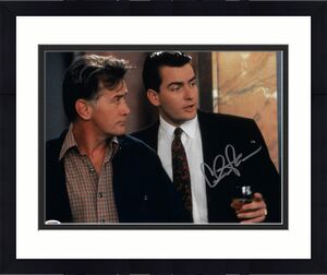 Charlie Sheen Signed 11x14 Wall Street with Dad Photo PSA DNA Sticker Only