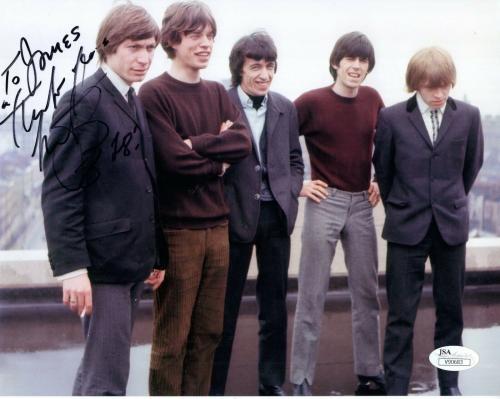 CHARLIE WATTS HAND SIGNED 8x10 COLOR PHOTO     ROLLING STONES    TO JAMES    JSA