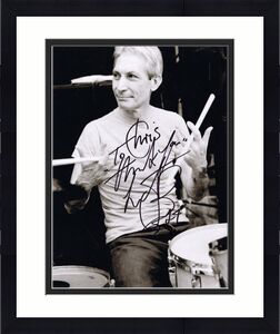 CHARLIE WATTS HAND SIGNED 8x10 PHOTO     ROLLING STONES DRUMMER   TO CHRIS   JSA