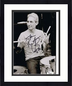 CHARLIE WATTS HAND SIGNED 8x10 PHOTO     ROLLING STONES DRUMMER     TO JIM   JSA