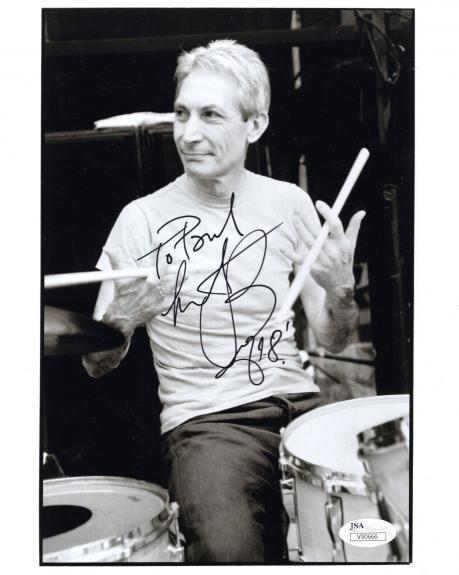 CHARLIE WATTS HAND SIGNED 8x10 PHOTO     ROLLING STONES DRUMMER    TO PAUL   JSA