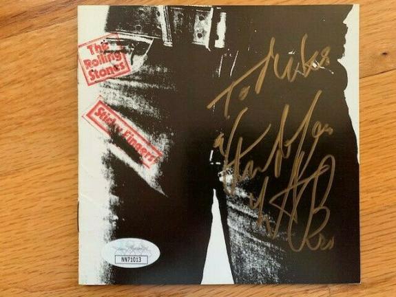 Charlie Watts Hand Signed Sticky Fingers Cd Booklet    Rare    To Mike       Jsa