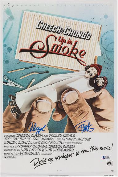 Cheech Marin & Tommy Chong Autographed 12" x 18" Up In Smoke Movie Poster - BAS