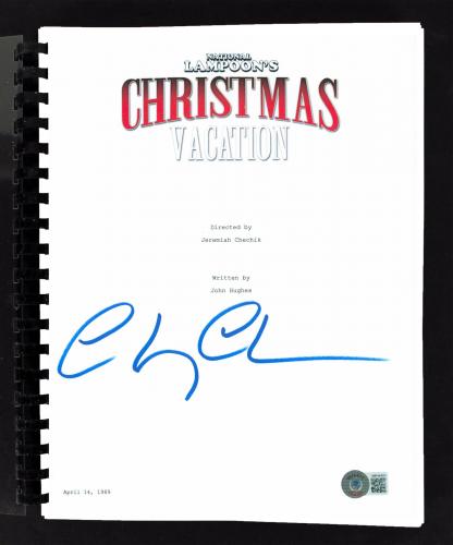 Chevy Chase Christmas Vacation Signed Movie Script BAS Witnessed
