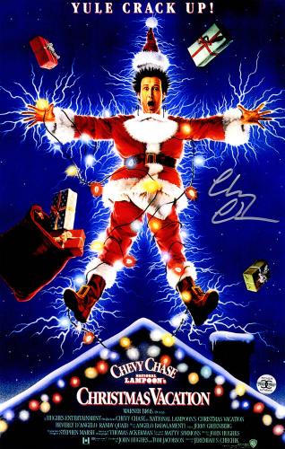 Chevy Chase Signed National Lampoon's Christmas Vacation 11x17 Movie Poster