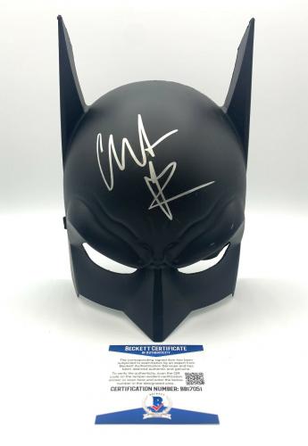 Christian Bale Autograph Signed Batman The Dark Knight Cowl Mask Beckett Bas 11