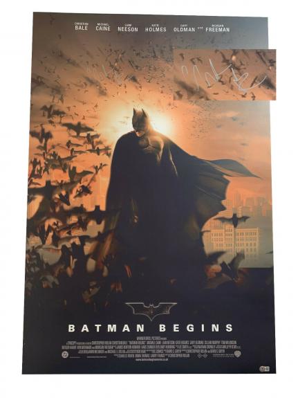 Christian Bale Batman Begins Signed Full Size Poster Autograph Beckett Bas 7