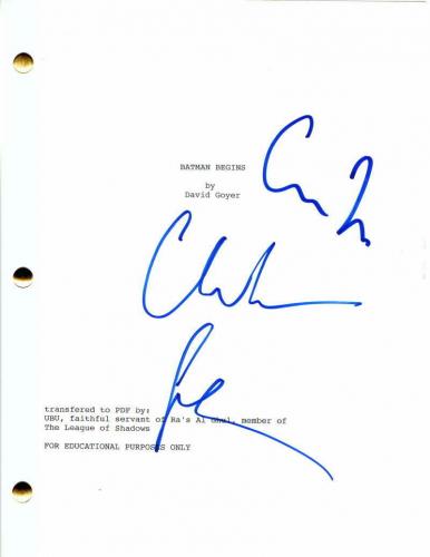 Christian Bale & Christopher Nolan Signed Autograph - Batman Begins Movie Script