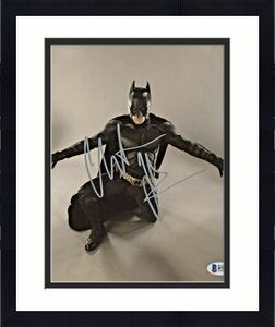 Christian Bale Signed Batman 8 x 10 Photo Kneeling Horizontal Beckett BAS COA