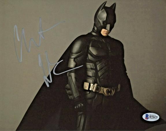 Christian Bale Signed Batman 8x10 Photo Looking Down Away Beckett BAS COA